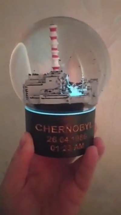 Chernobyl snow globe, made in Ukraine.