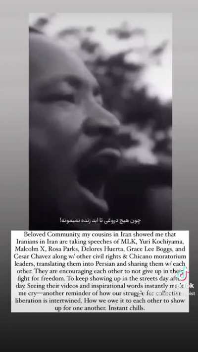 MLK day is being celebrated by freedom fighters in Iran