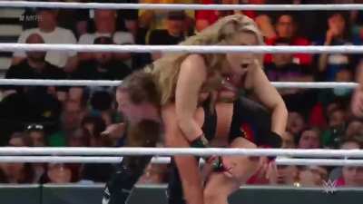 Impressive lift & carry by Ronda over Natalya