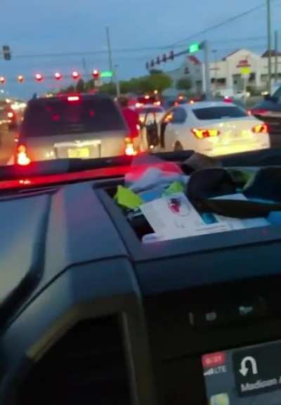 Man rages but forgets that his car has wheels