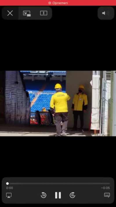 There are penguins at the Santiago Bernabeu.
