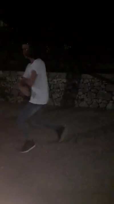 Weird guy fell off while he's dancing.