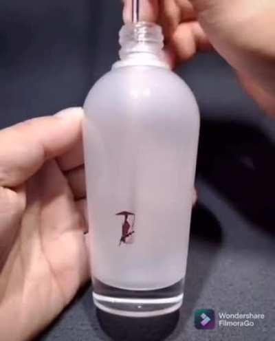 Painting a bottle from the inside