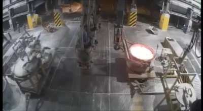 Lifting a smelter with a crane.