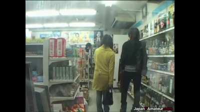 Japanese Girl Putting On A Show In A Convenience Store