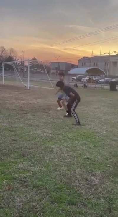 Kid in black was acting hard
