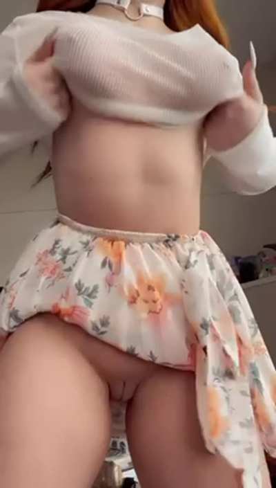 Ginger girls in see through tops do the best titty drops