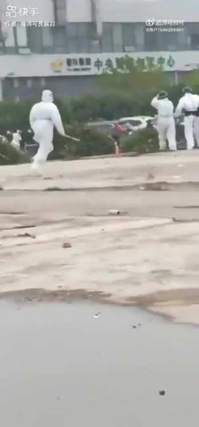 Zhengzhou, China,CCP white guards (army) supressed workers of Apple's main iPhone plant