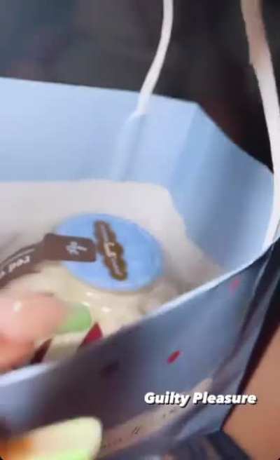 move the bag so we can see our guilty pleasure