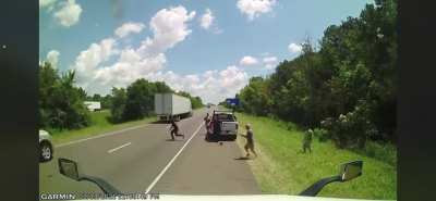 Involved in car accident , got punched . And hit by a car. Stands up like nothing