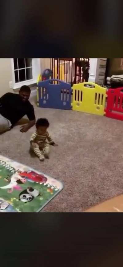 Father and Son have a breakdancing contest.