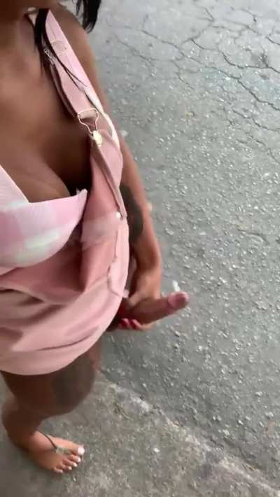 Latina Trans Masturbating by the Road