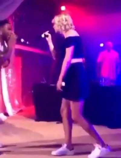 On stage singing 