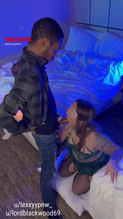 No better way than spending your anniversary blind folded sucking a new cock in front of your husband