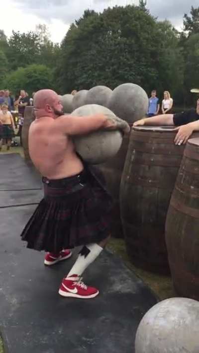 Andrew Cairney from Glasglow, Scotland loading all nine of The Ardblair Stones.