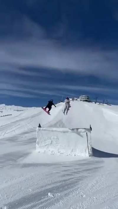 Swordfighting while snowboarding