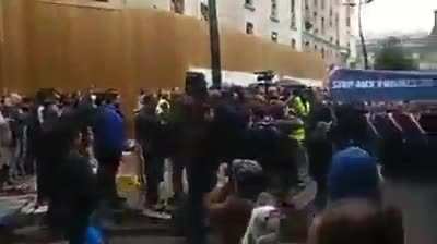 As Muslims did Namaz on roads, blocking streets, they were met with equally loud singing of the French National Anthem by French citizens