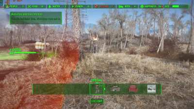 Exploring a new settlement on my first playthrough while a deathclaw in the background sends a dude into orbit