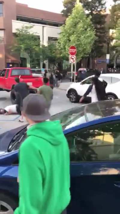 Truck runs through a protest