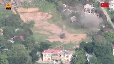 People's Defense Force Drone Bombing a Myanmar Army Mi-17 in Pinlebu, Sagaing (July 2024)