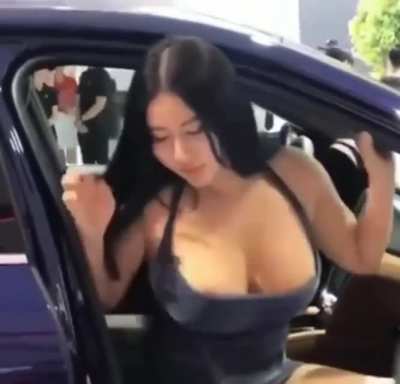 Vietnamese Model Nipple Tease at Vietnam Car Show