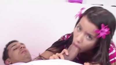 Lupe Fuentes sucks and pops his cockhead