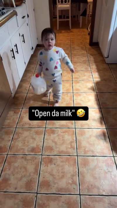 Milk drunk kid wants some more