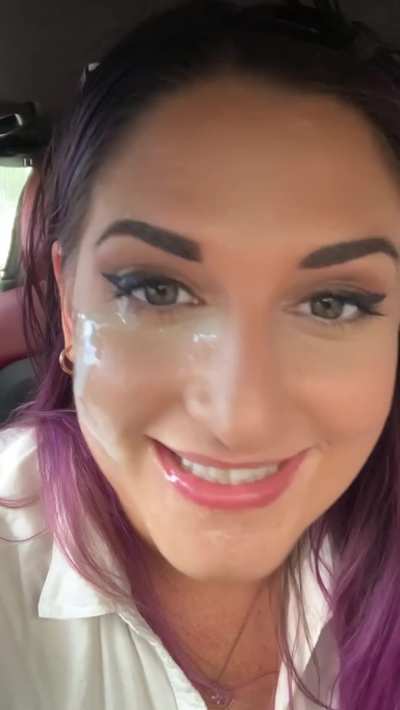 So proud of having his cum all over my face. It's the best accessory don't you think?