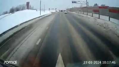 Truck crashes into Taxi after he missed his exit, he died on spot.