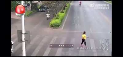 That’s one way to cross a crosswalk