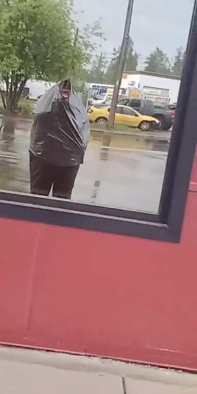 Raining too hard on my way to work.