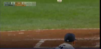 Santander fouls a ball into his nuts. Ken Singleton reminds us of the count.