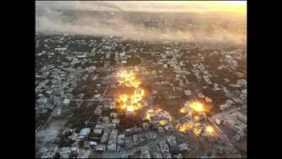Slow motion view of Israel blowing up a Hamas tunnel network. The outline of the tunnels is clearly visible.