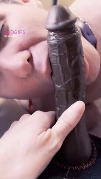 Training my locked bf's naughty little mouth & throat to start pleasing real men 😜🤭