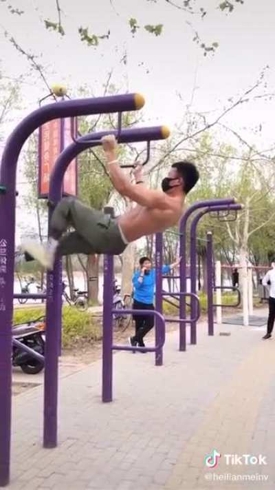 man showing off his skills in a local park