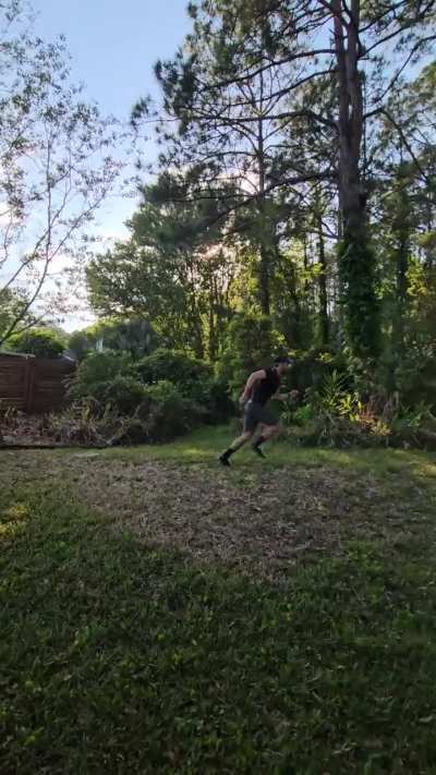 Training in the back yard.