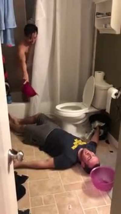 Dumping ice water on a friend in the shower, WCGW?
