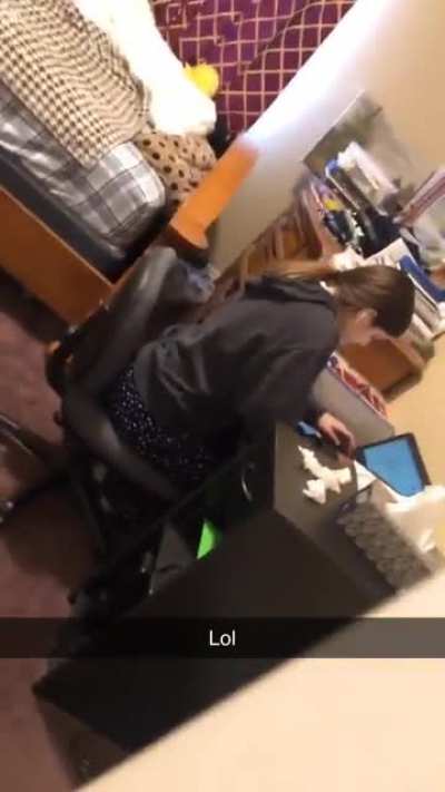 I interrupt my sister doing HW (turn volume up)