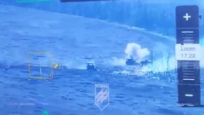 Ukrainian Drone Grenade Drops & FPV Strikes at Russian Infantry & Vehicles. By «Azov» Brigade. Kreminna Front, Ukraine, 2024.