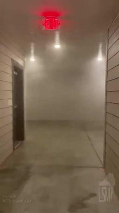 Storm passing through Oklahoma apartment complex.