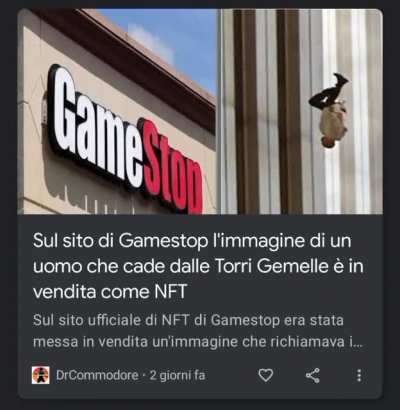 Gamestop is selling a NFT of a guy falling of the Twin Towers