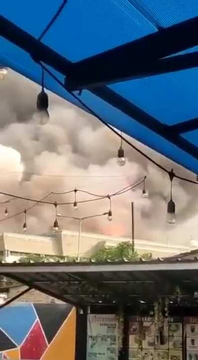 The dome of the Grand Mosque of the Islamic Center in Indonesian Jakarta collapsing.