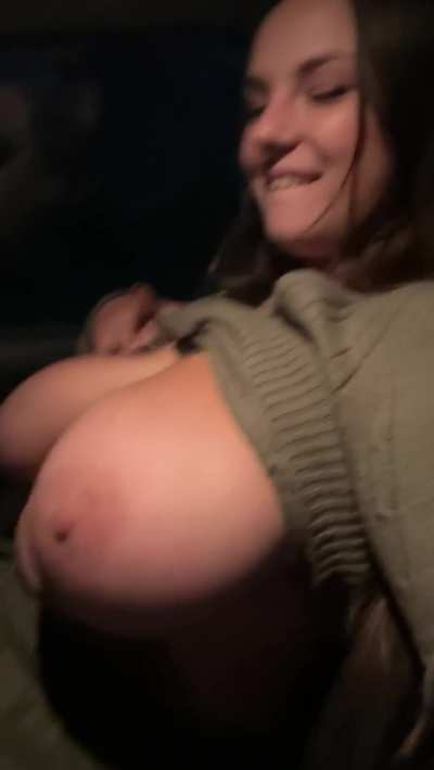 I blind drivers not with my car's headlights, but with my large breasts