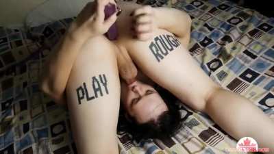 Your wife went on a vacation with her lover. So you used the opportunity to play with her toys.