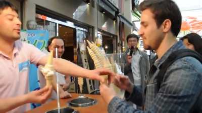 The 1st person who defeated the Turkish ice-cream man :)