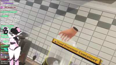 Vtuber sticks hand in blender