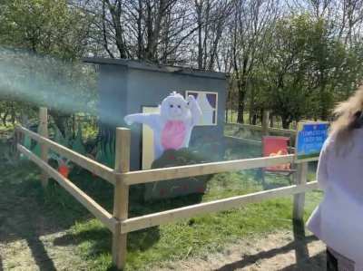 My daughter was not happy to see the eater bunny