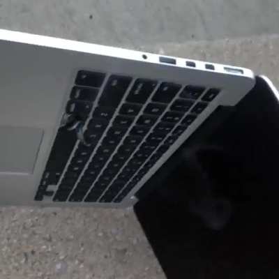 A burning laptop