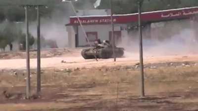 Syrian Army T-72 appears to shrug off an FSA RPG attack - Azaz - 7/13/2012