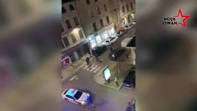 Fascist Turks roam freely on the streets of Lyon, France, shouting 